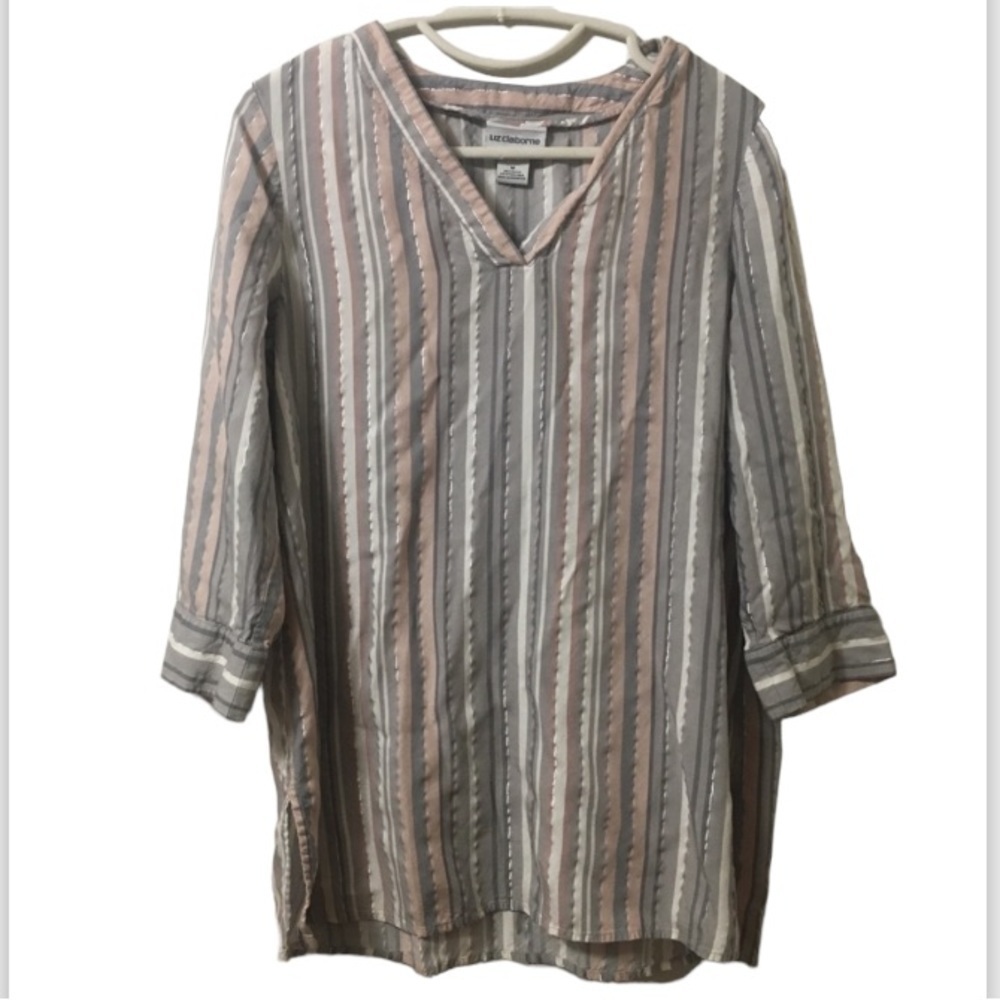 Liz Claiborne size medium striped pastel blouse